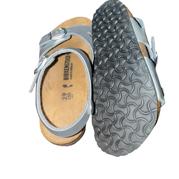 Birkenstock Sandals Youth 29 Girls Rio Buckle Strappy Slingback Silver 11 - 11.5 - Picture 5 of 5